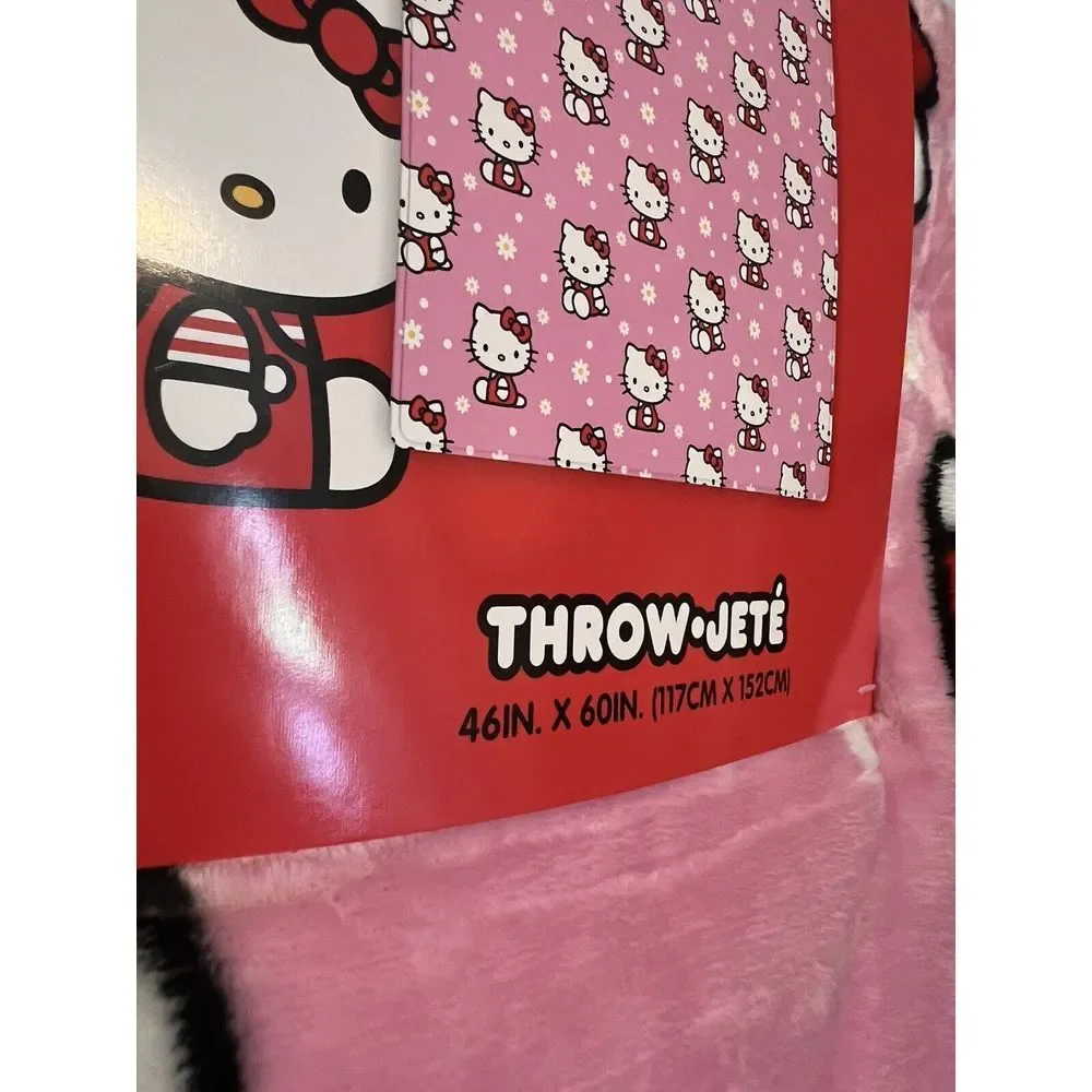 HELLO KITTY Silk Touch Throw‎ Blanket 46x60 inch NEW Pink Red Bow